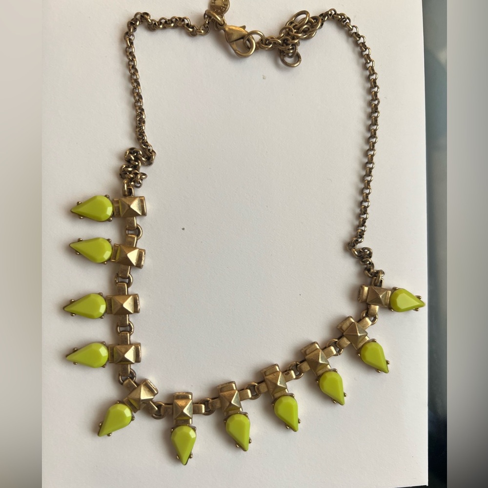J Crew Neon Yellow Brass Necklace